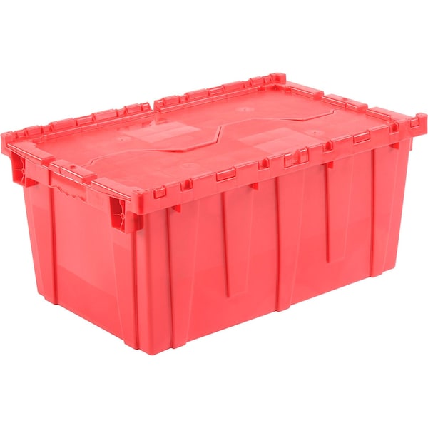 Global Industrial 25.125 Top / 23.75 Bottom x 15.5 Top / 13.875 Bottom x 11 in Attached Lid Shipping Container, Red 257814RDP - main